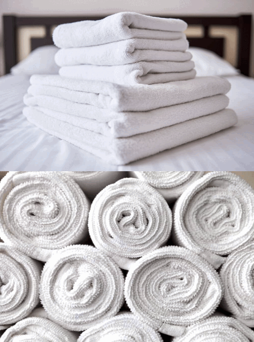Stack of fresh white towels